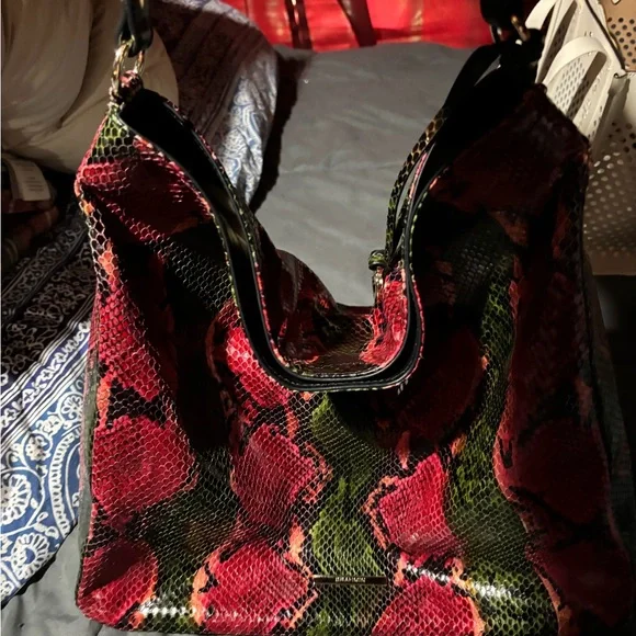 Brahmin red garland Snake Print Bag - Picture 7 of 7